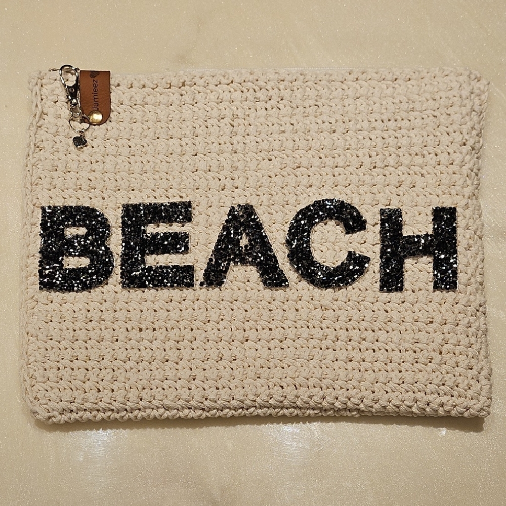 Beige Crochet Beach Clutch